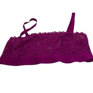 Victoria Secret Lace bralette flower fuschia pink bra size Medium